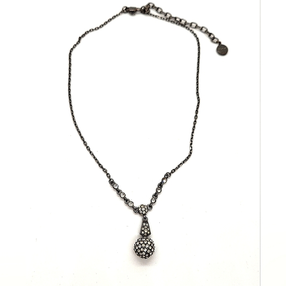Givenchy Y Crystal Ball Gun Metal Necklace - Picture 5 of 6